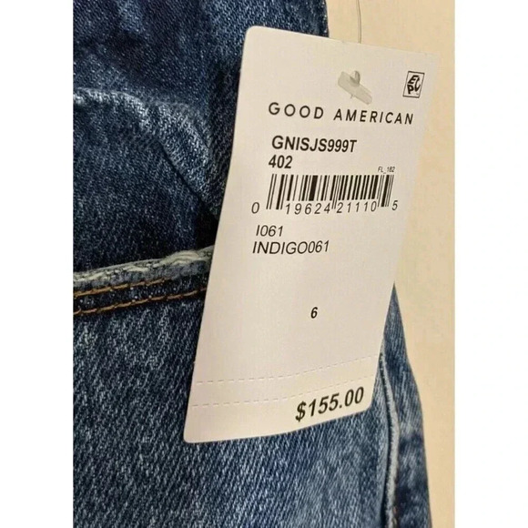 Good American Good 90s Ripped Slim Fit Straight Leg Jeans in Indigo016 Size 28 - Picture 16 of 16